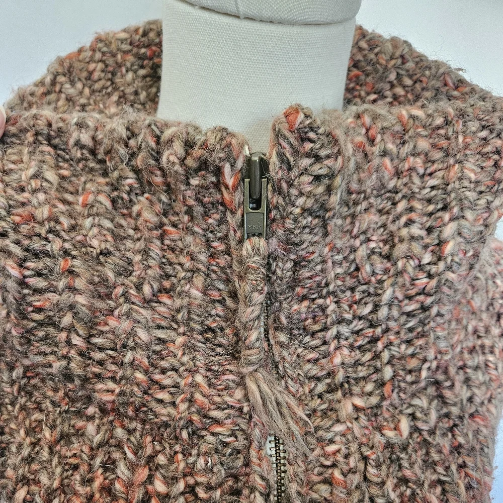 Wilfred Free Aritzia Erable Chunky Wool & Alpaca Zip Brown Cardigan Large - Picture 4 of 9